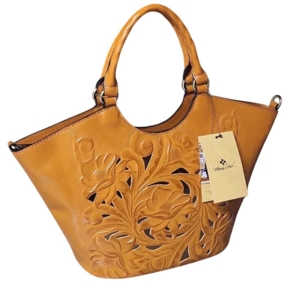 New with Tag~Patricia Nash Tan Floral Cutout Tote